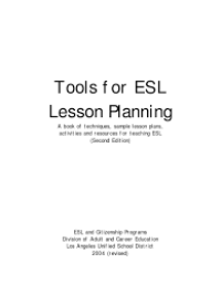 Image of Tools for ESL lesson planning : a book of techniques, sample lesson plans, activities and resources for teaching ESL